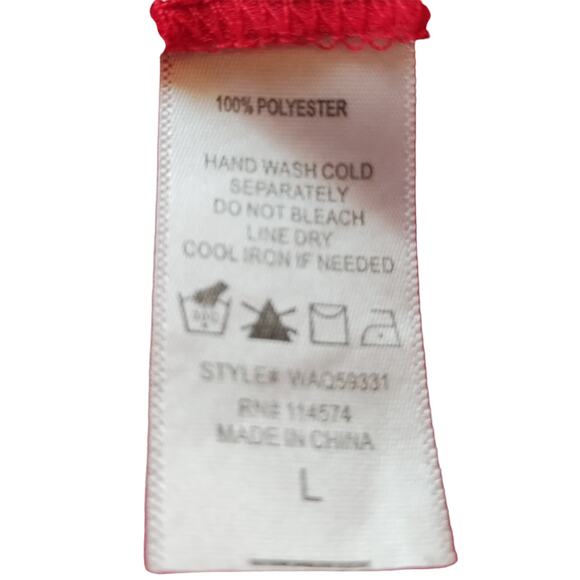 Pleione Women's red Long Sleeve V-Neck Pocket Poly Tunic Blouse Size L - Picture 8 of 10